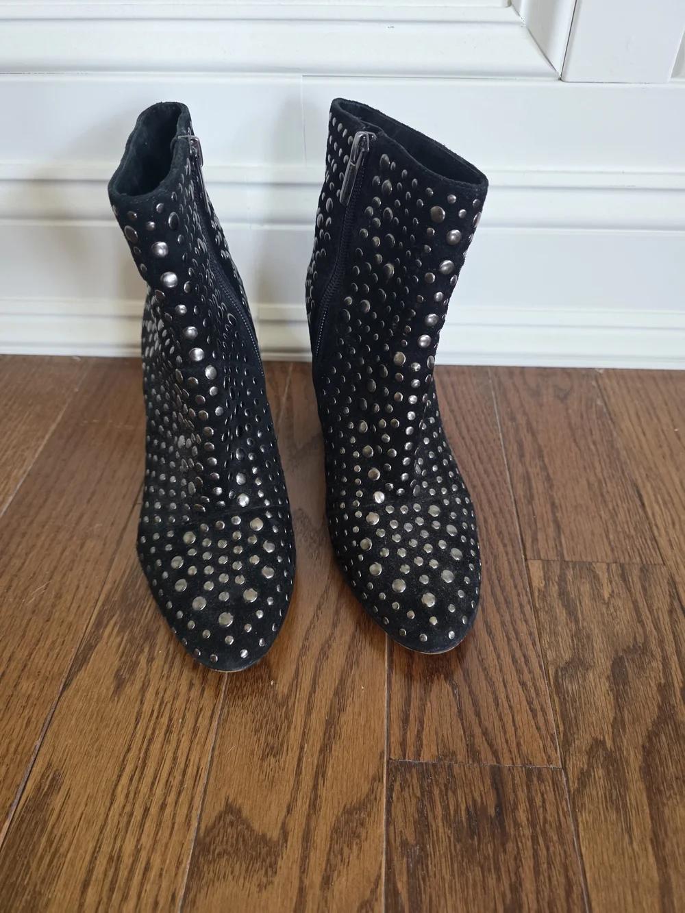 Vince Camuto Black Studded Suede Ankle Boots
